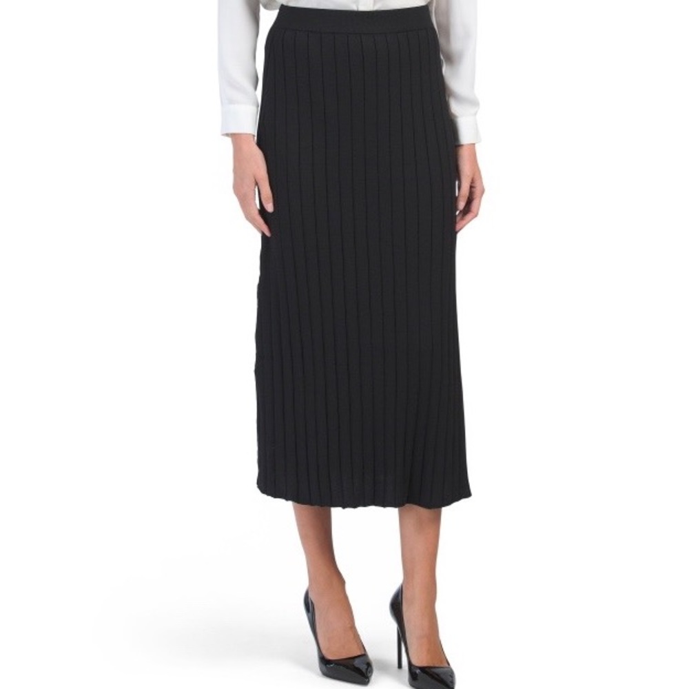 House of Harlow Alyna Ribbed Midi Flare Skirt